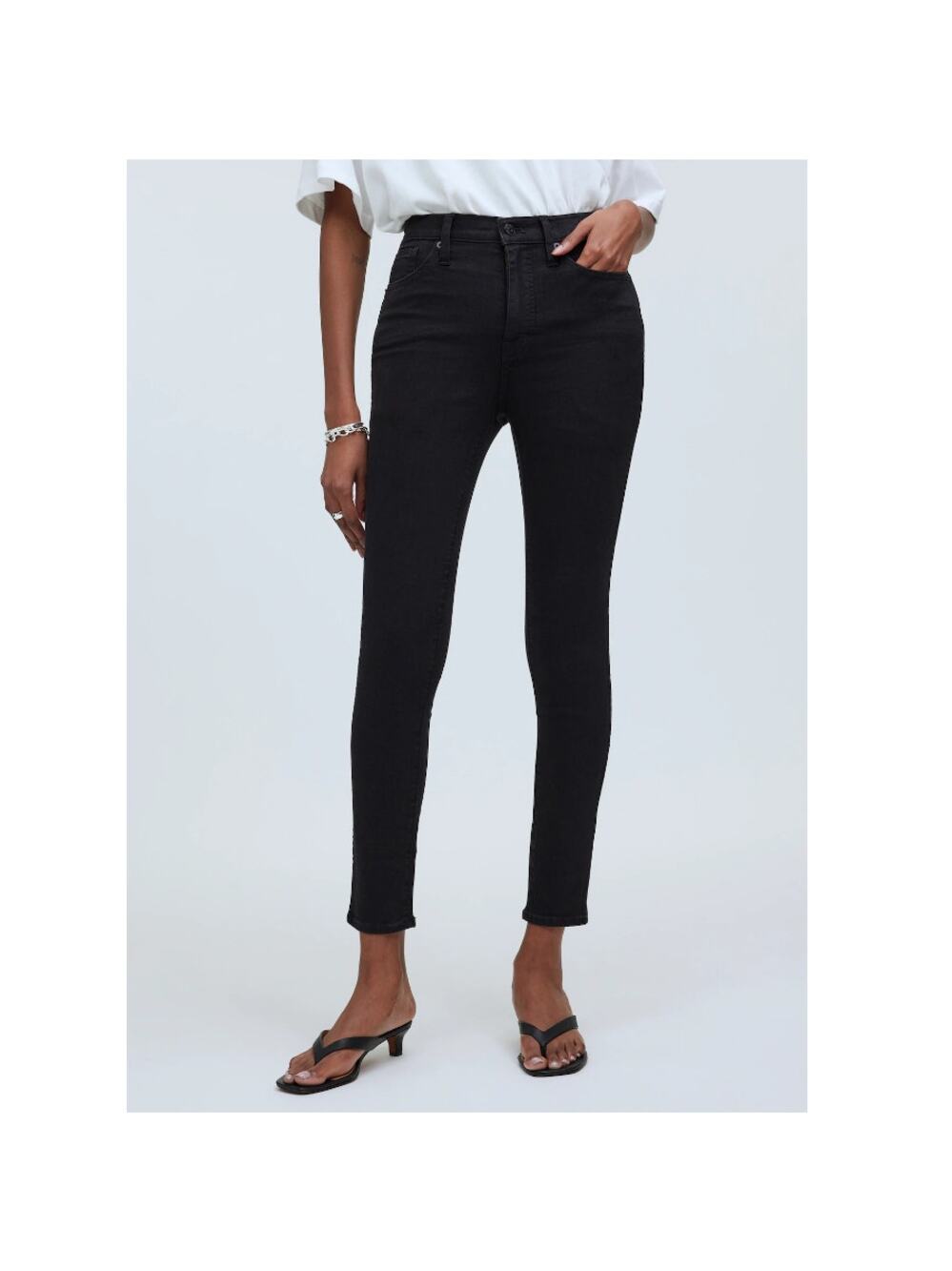 New MADEWELL Women's Black Frost Stretch Tall 10" High-Rise Skinny Jeans Size 24 - Picture 1 of 9